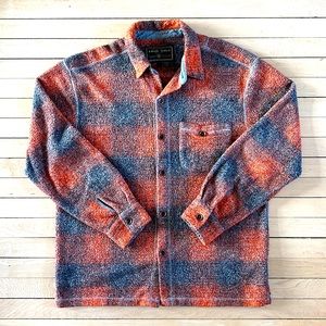 Orange and grey plaid fuzzy button up by True Grit